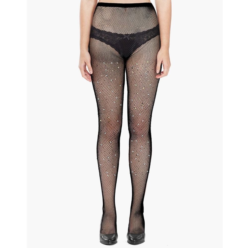PACK OF 3 PAIRS!!! Black AB Crystal Rhinestone Mesh Fishnet‎ Tights Pantyhose - Picture 7 of 9